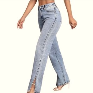H&M High Rise Split Hem Jeans